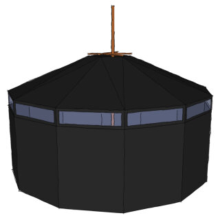 TORTUGA Super-Jurte 610 / 209 cm, TC280. schwarz, TK, mit Tüllfenster, ohne Mittelstangen