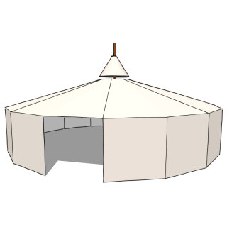 TORTUGA Groß-Jurte 810 / 165 cm, TC280, naturell, TK, 7+2, ohne Mittelstangen