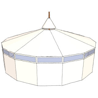 TORTUGA Super-Groß-Jurte 810 / 209 cm, TC280, naturell, TK, mit 3 Tüllfenster, 7+2, ohne Mittelstangen