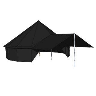 TORTUGA Vordach Black Bird - 5m Rundzelt 380 x 200 cm Schwarz