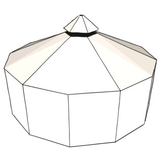 TORTUGA Schlaufenjurte 610 / 209  cm, TC280 mit Polyester-Dach, naturell, TK, ohne Mittelstangen, ohne Aufstellstäbe