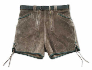 Gürtel-Lederhose mit 2 RV, Spaltleder, Damen 40 braun ohne Gürtel, breite Schlaufen